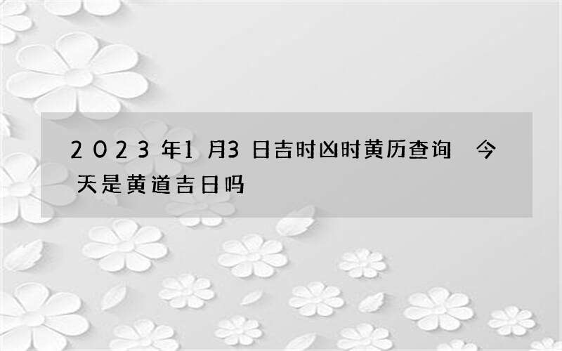 2023年1月3日吉时凶时黄历查询 今天是黄道吉日吗